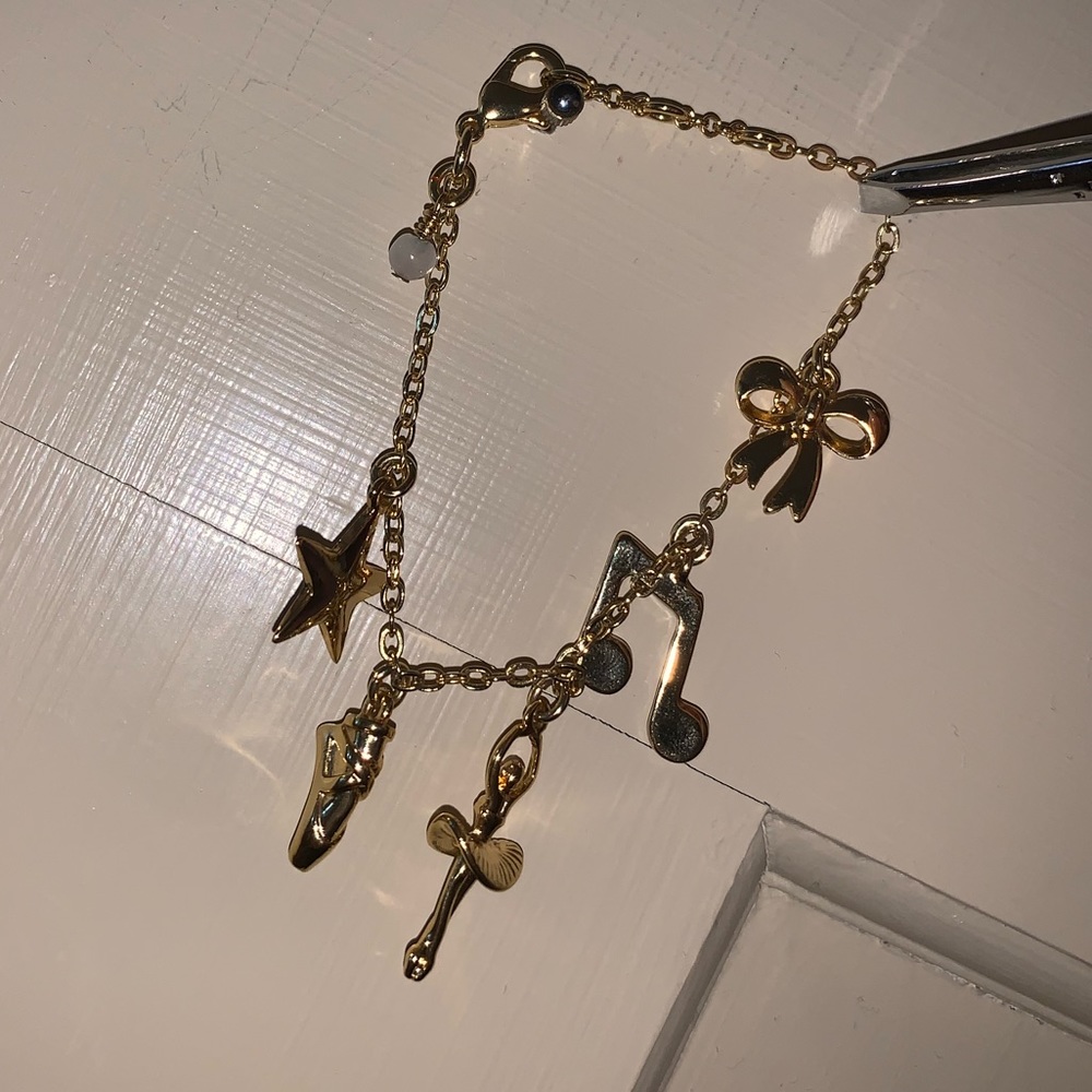 Golden ballerina charm bracelet, kids size